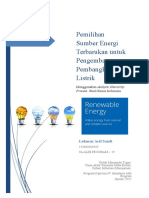 Pemilihan Energi Terbarukan Untuk Pembangkit Listrik Di Indonesia Dengan Metode AHP