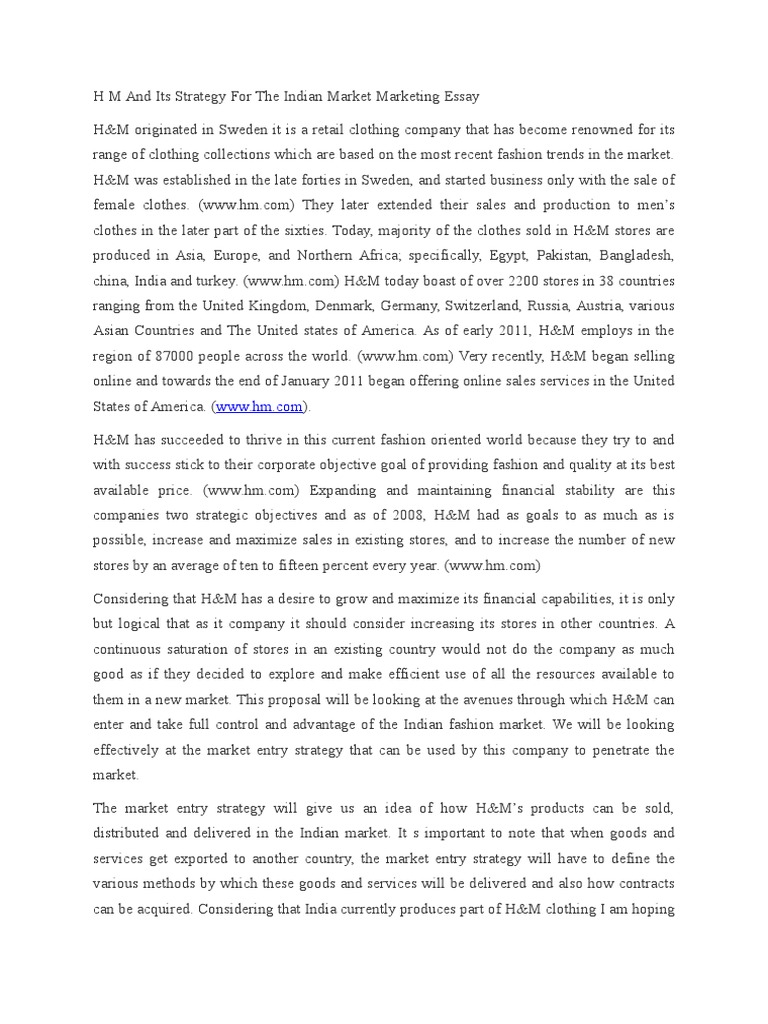 Hm marketing essay image