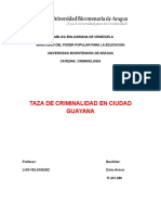 Taza Criminalidad Ciudad Guayana