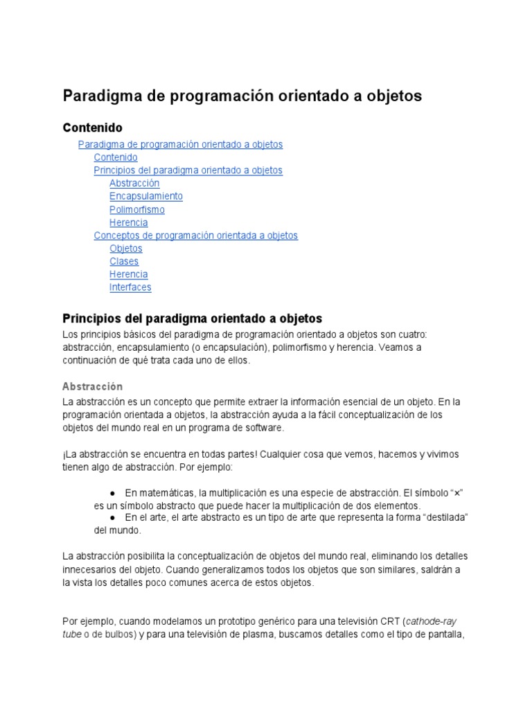 Principios de Programación Orientada a Objetos | PDF | Objeto ...