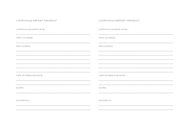 Listenings Report Handout | PDF