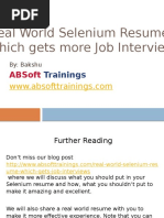 Trainings: Real World Selenium Resume Which Gets More Job Interviews