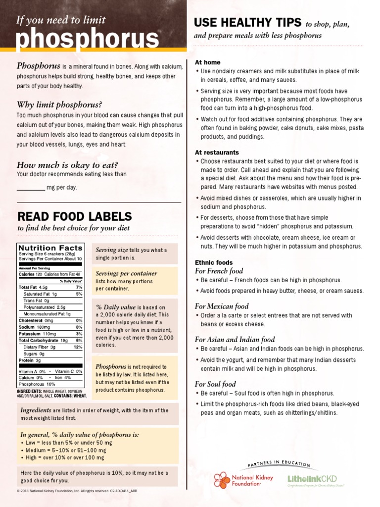 Phosphorus Diet Fruit Bean