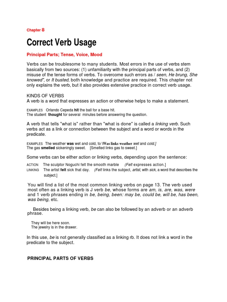 Correct Verb Usage | PDF | Perfect (Grammar) | Grammatical Tense