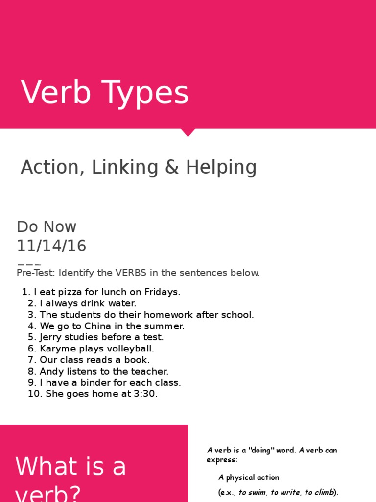 Verb Types Subject Predicate StandAlone PDF Subject (Grammar) Sentence (Linguistics)