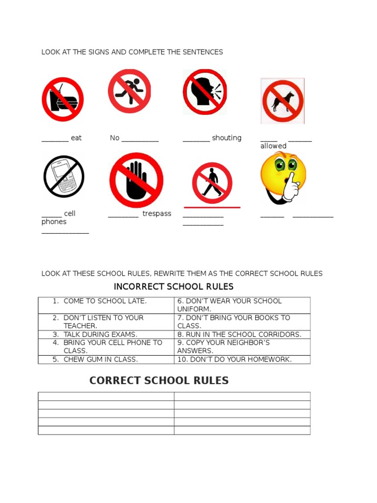 School Rules Correction Activity | PDF
