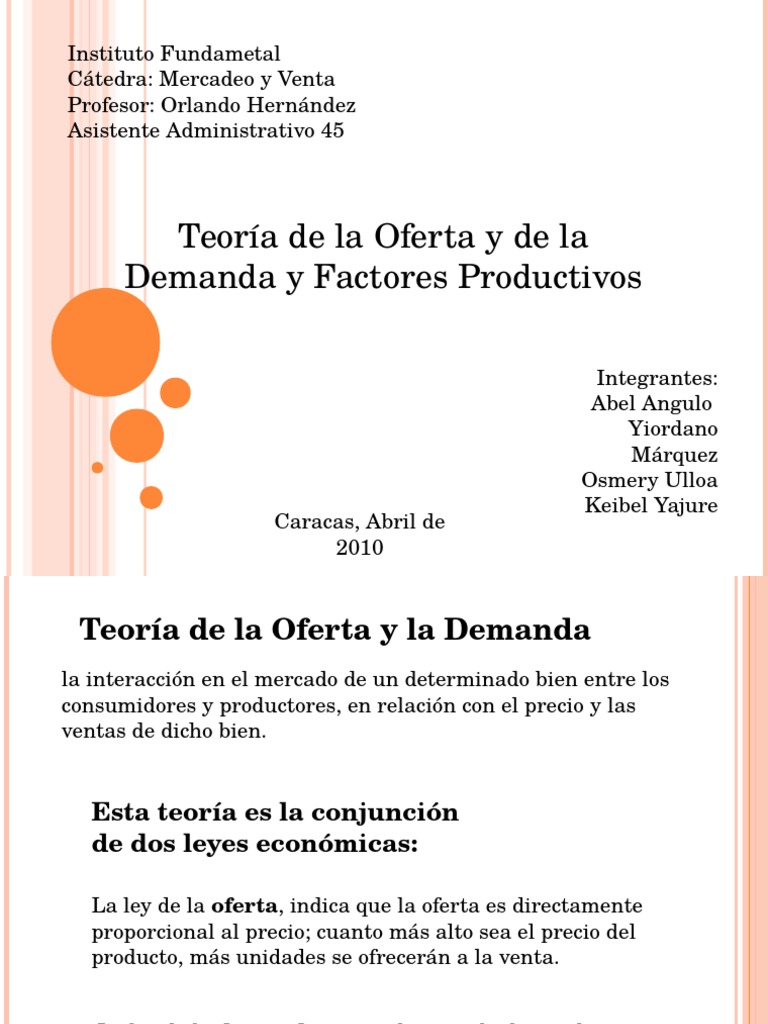 Teoria de La Oferta y La Demanda Oferta (economía