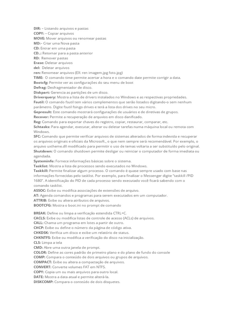 Comandos do Windows: Guia Completo | PDF