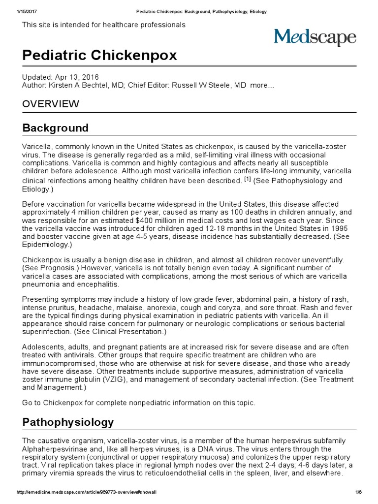 Pediatric Chickenpox Overview and Insights | PDF | Immunodeficiency | Virus