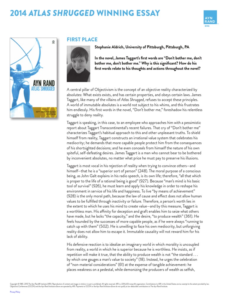 2014 Atlas Winning Essay | PDF | Objectivism (Ayn Rand) | Philosophy