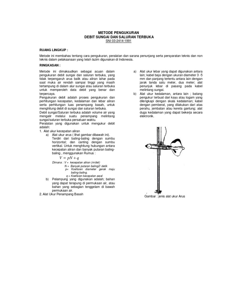 Metode SNI Pengukuran Debit Sungai | PDF