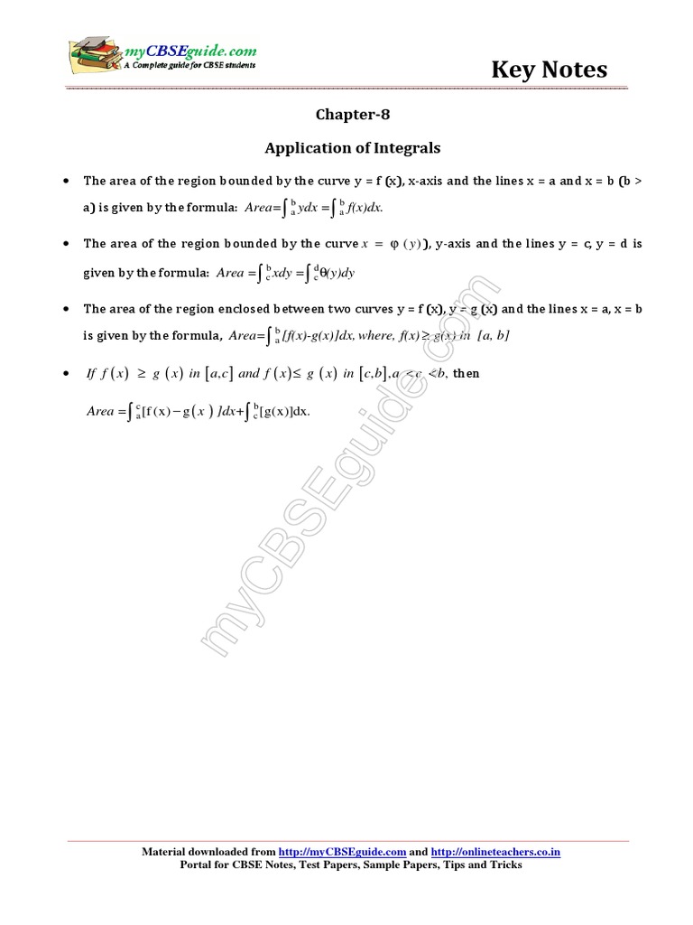 Application of Integrals Notes | PDF