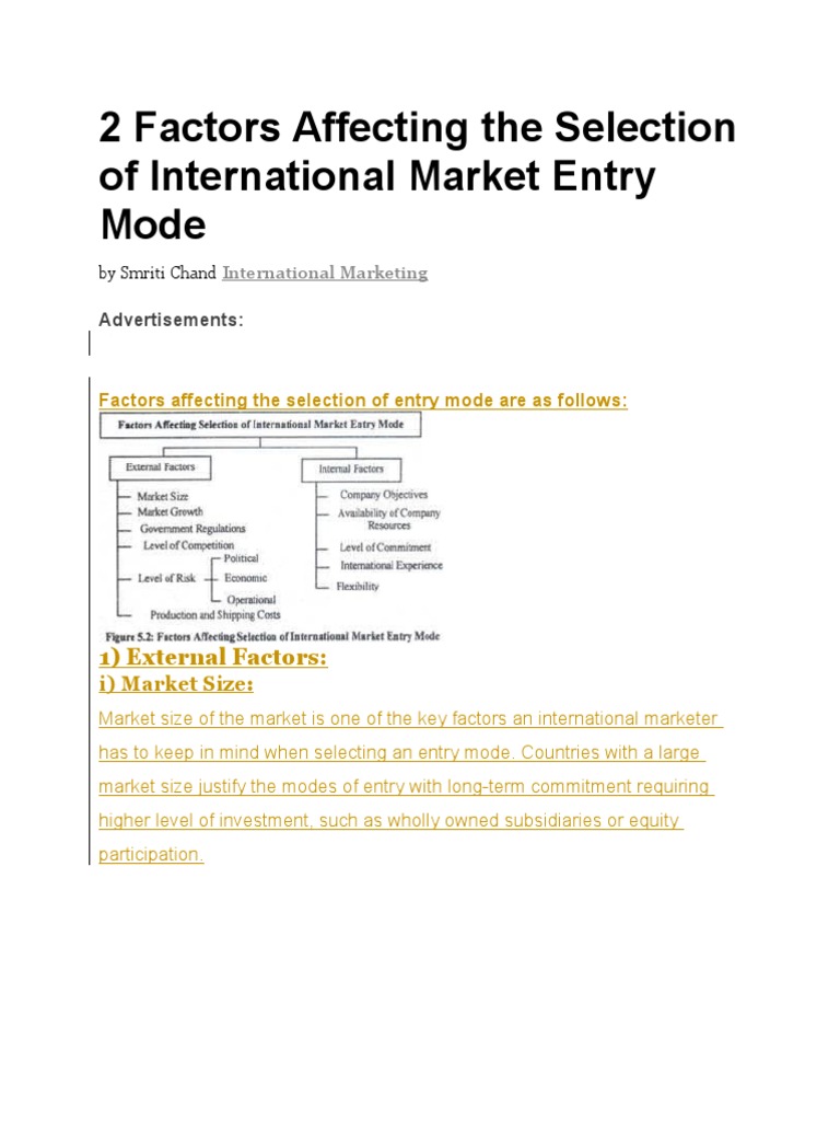 International Market Entry Factors | PDF | Market (Economics) | Risk