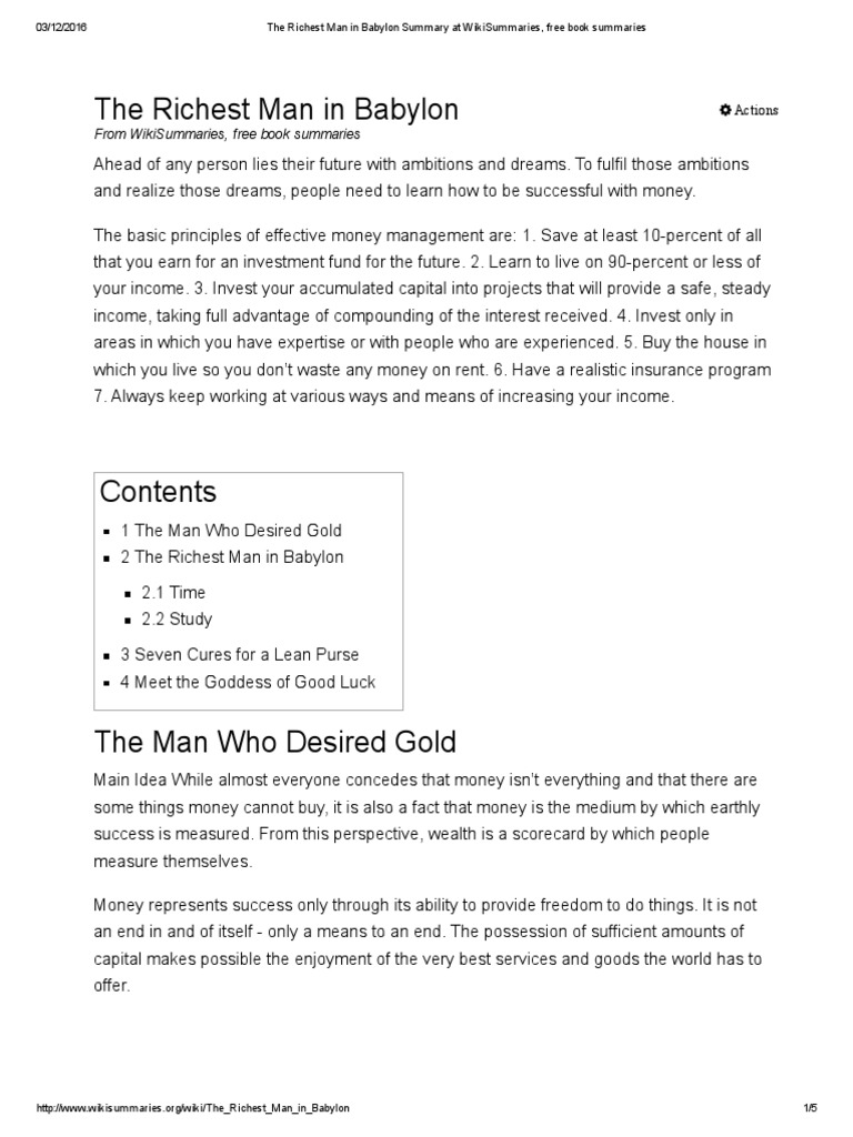 The Richest Man in Babylon (Summary) (Paper) PDF
