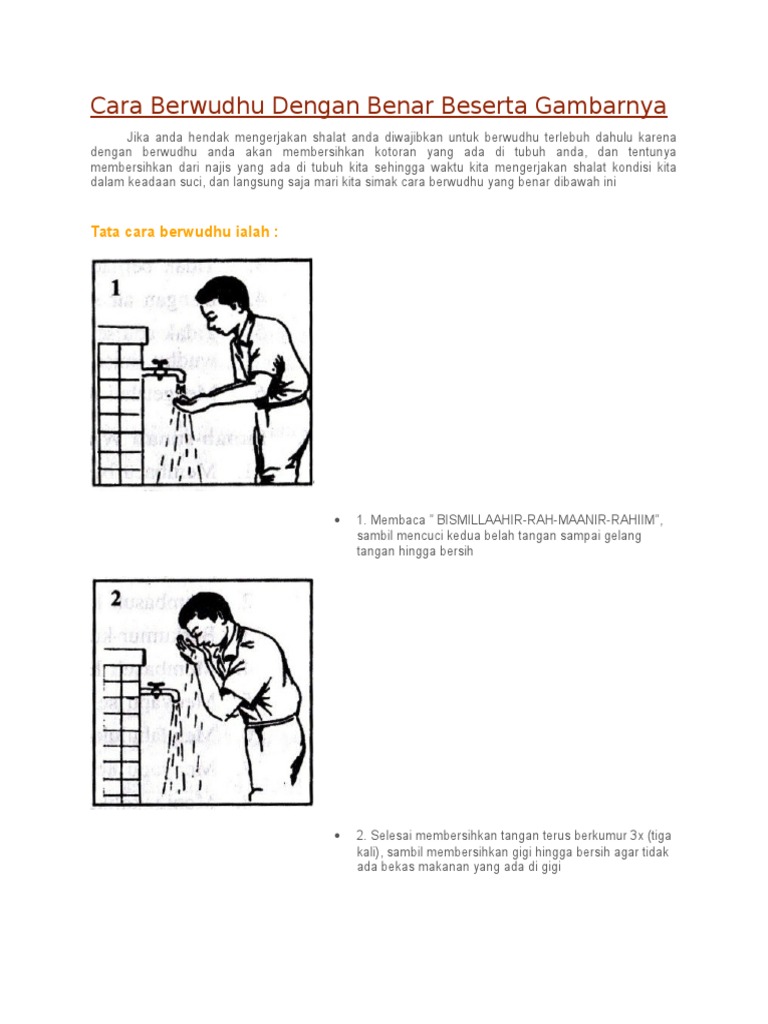 Cara Berwudhu Dengan Benar Beserta Gambarnya