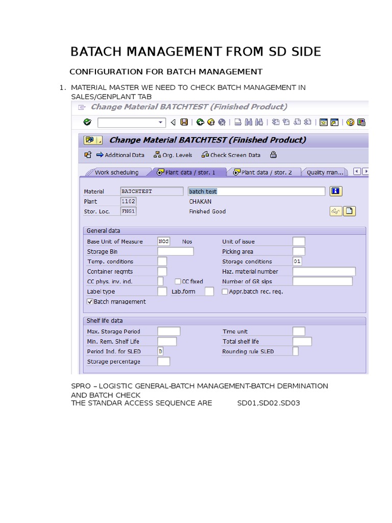 SAP SD Batch Management Configuration Guide | PDF