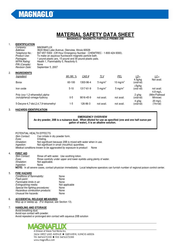 MSDS 20B Hazardous Waste Chemical Substances Free 30day Trial
