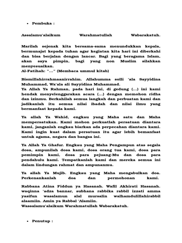 Doa Islam Acara Resmi Nusagates