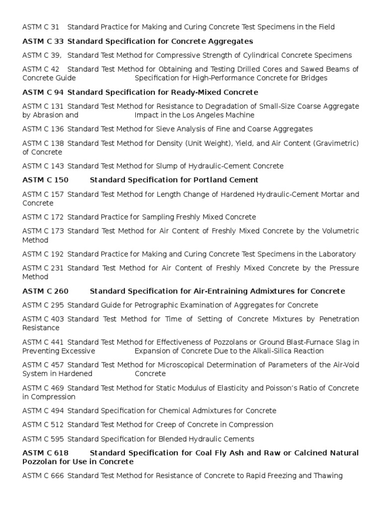 ASTM for Concrete | Concrete | Cement