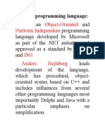 Object-Oriented Platform Independent: C Sharp Programming Language