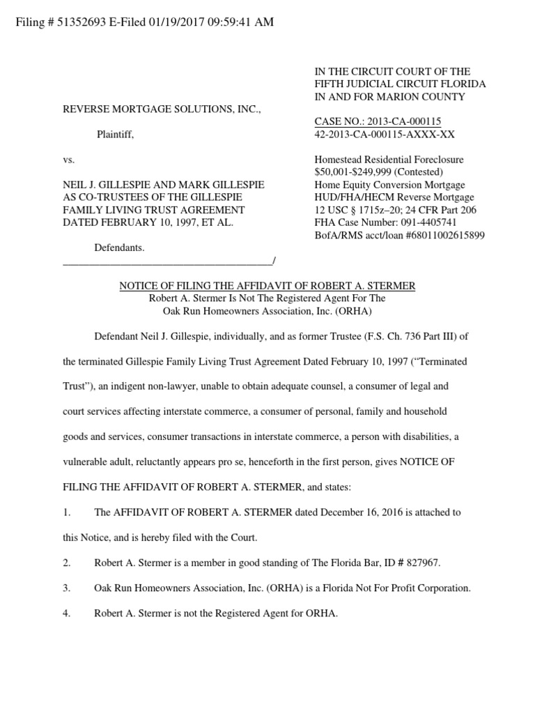 Notice of Affidavit Filing in Foreclosure Case | PDF | Consumer ...