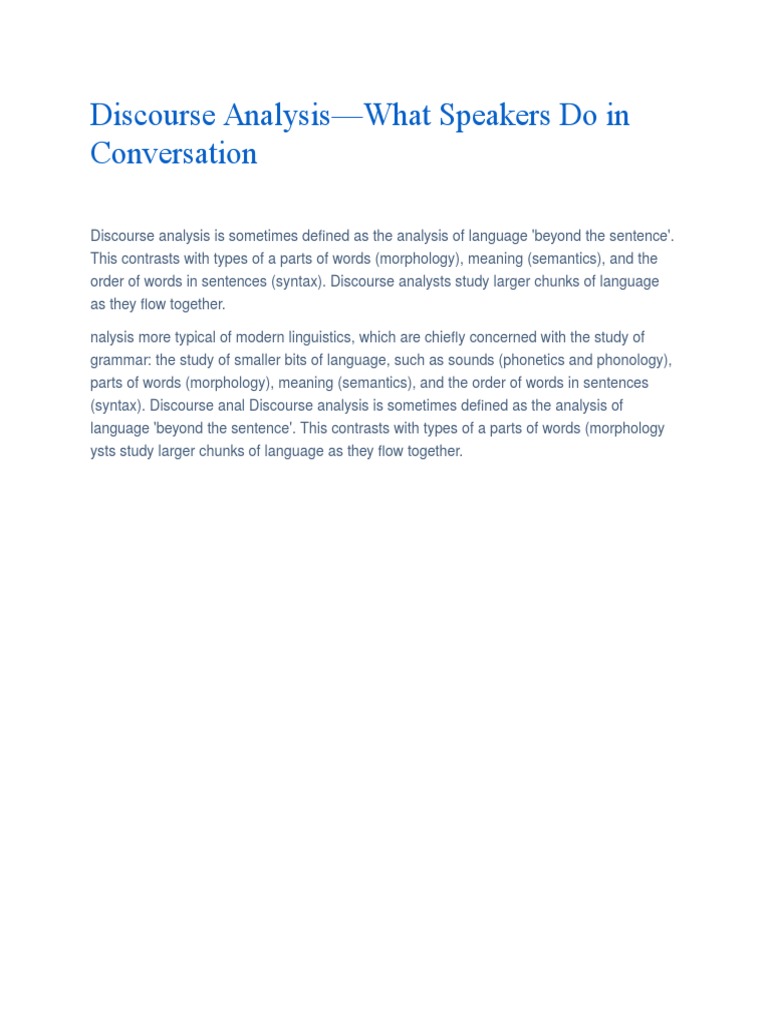 Understanding Discourse Analysis in Language | PDF