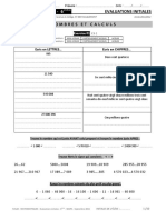 Evaluation Initiales 2011 Mathematiques 6e