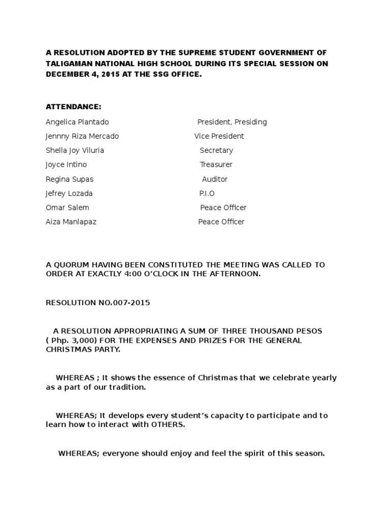 Student Gov't Christmas Fund | PDF