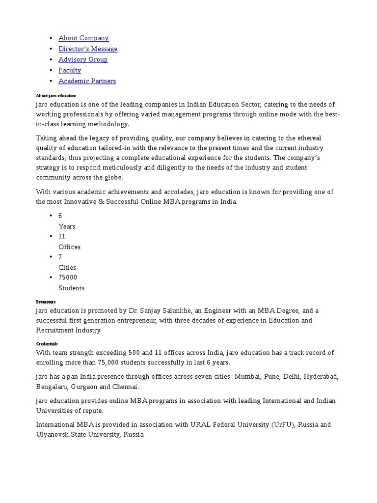 Jaro Education Pdf Master Of Business Administration Stocks