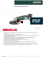 9 Cordless Angle Grinder Data Sheet