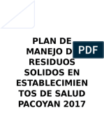 Plan de Manejo de Residuos Solidos en Establecimientos de Salud Pacoyan 2017