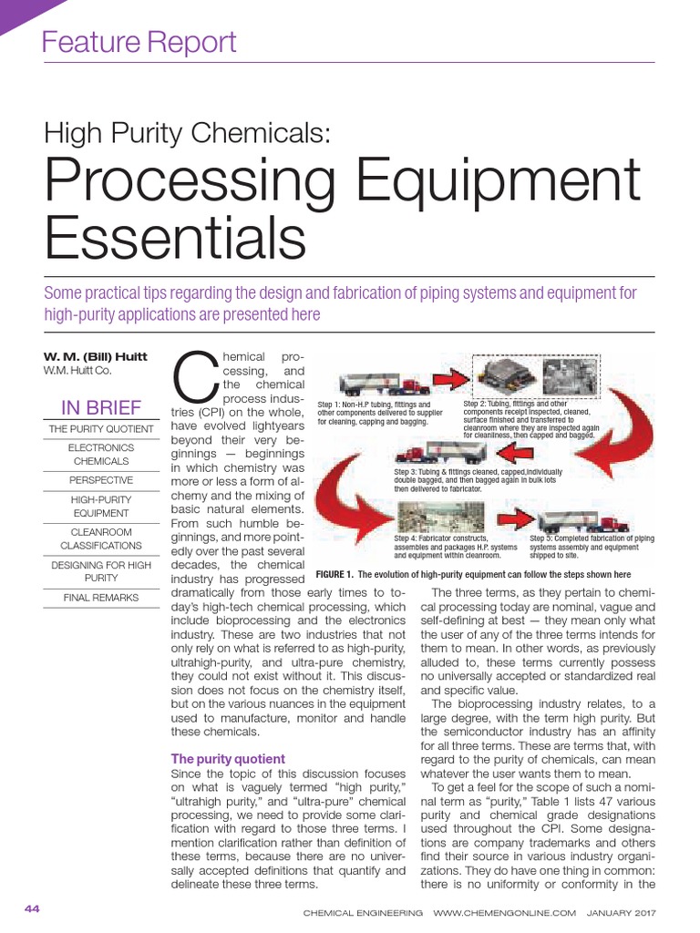 High Purity Chemicals - Processing Equipment Essentials | PDF | Welding ...