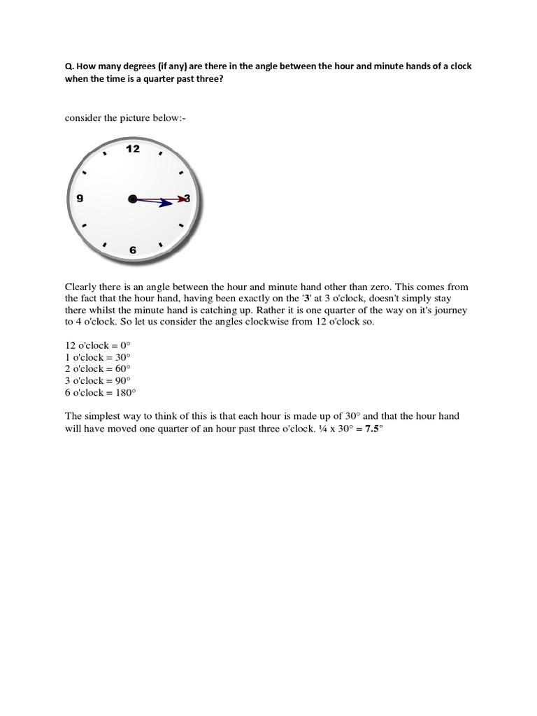 Clock Hands: Angles and Overlaps | PDF | Speed | Clock