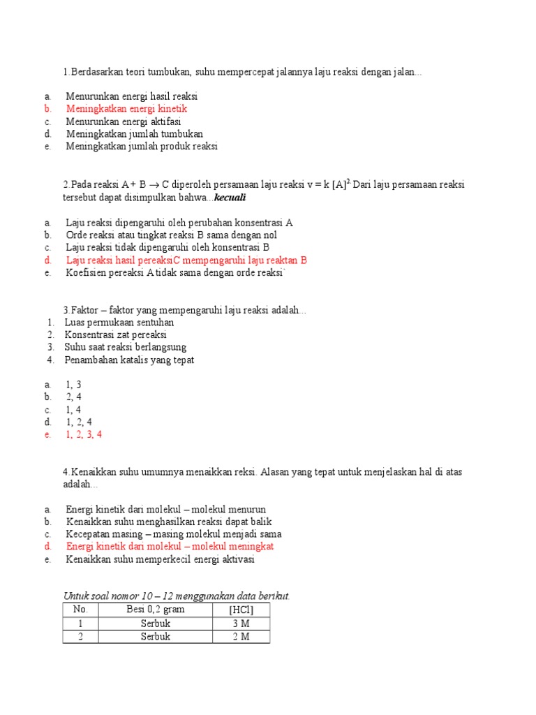 Contoh Soal Kimia Laju Reaksi Dan Pembahasannya Contoh