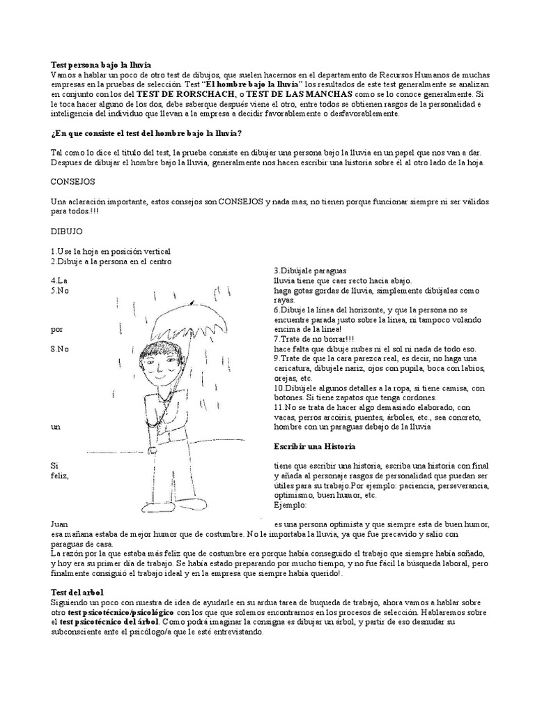 Test Persona Bajo La Lluvia PDF Dibujo Psique (psicología)