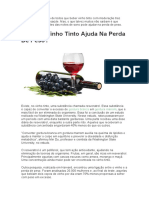 Beber Vinho Tinto Antes de Dormir Ajuda Na Perda de Peso