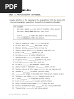 Unit 11. Prepositions. Exercises