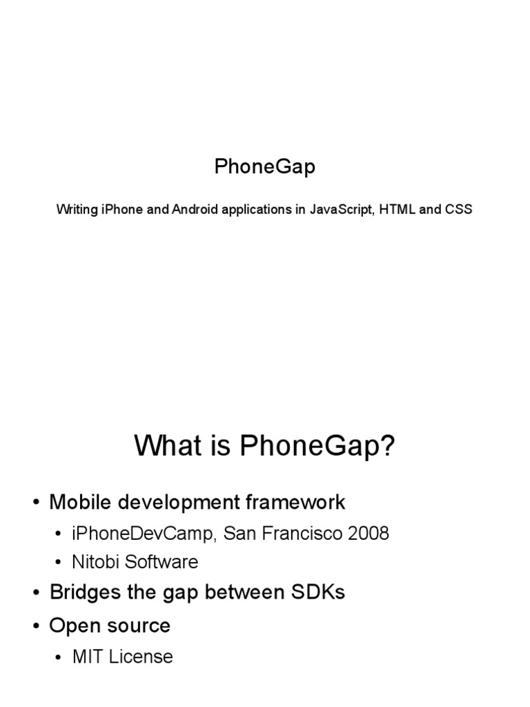 Phonegap: Writing Iphone and Android Applications in Javascript, HTML ...