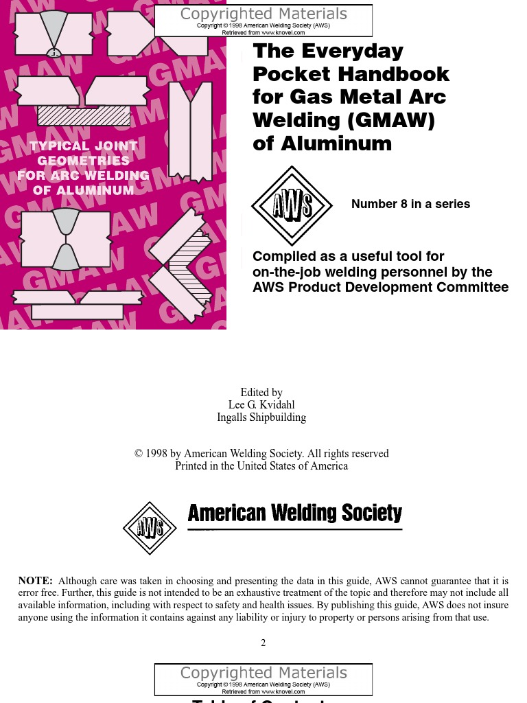 AWS Pocket Handbook 8 The Everyday Pocket Handbook for GMAW of