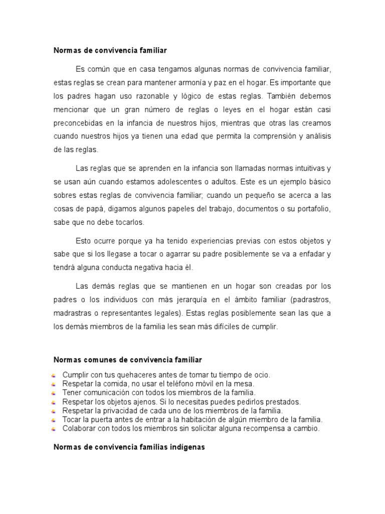 Normas de convivencia familiar y indígena | PDF | Gente indígena | Sociedad