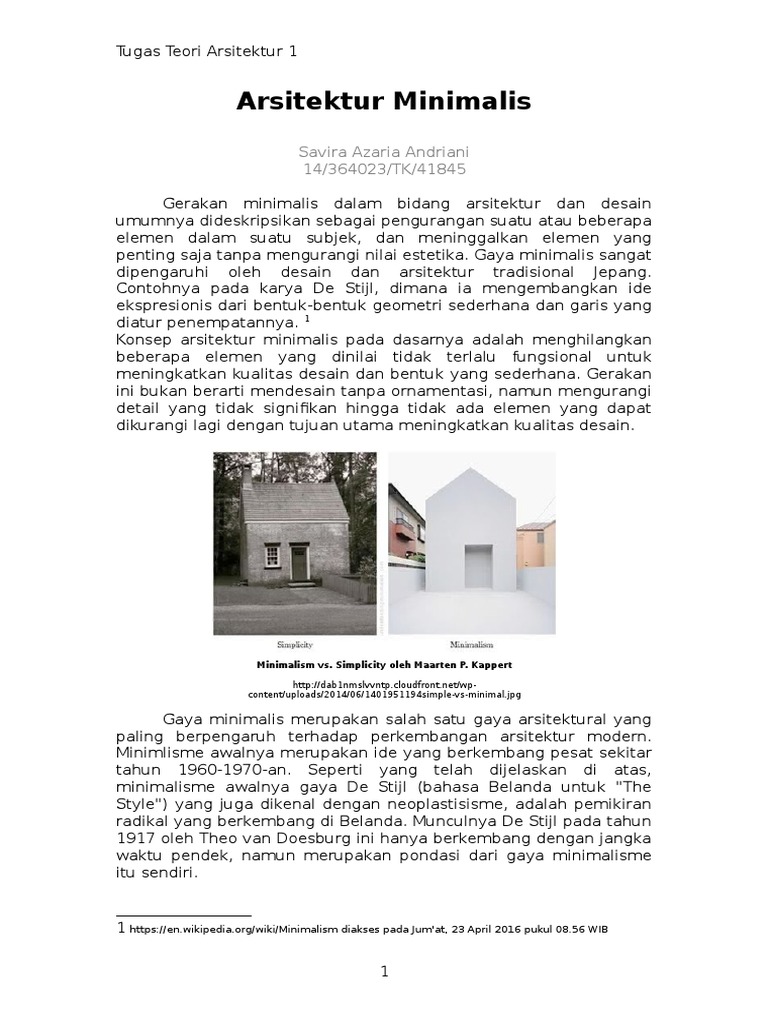 Arsitektur Minimalis dan Sejarahnya | PDF