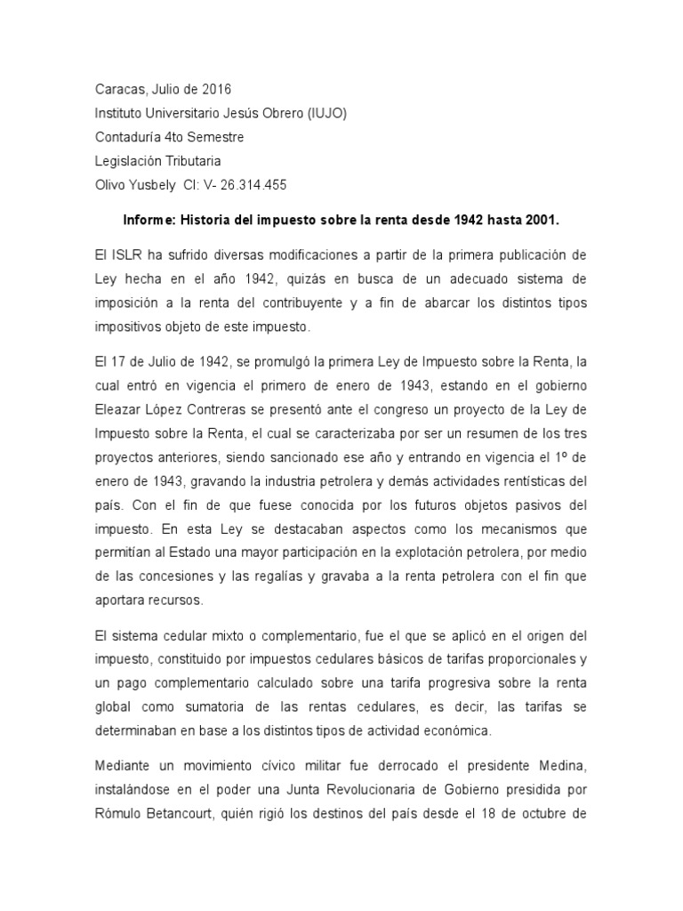 Historia Del Impuesto Sobre La Renta | PDF | Impuestos | Impuesto sobre ...
