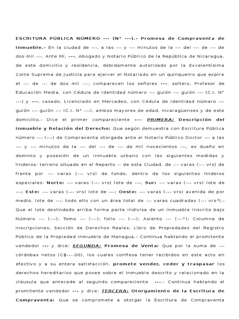 Modelo de Contrato de Promesa de Venta de Inmueble con Cláusula Resolutoria Justicia Crimen