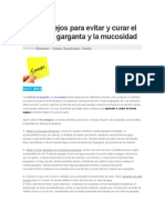 10 Consejos para Evitar y Curar El Dolor de Garganta y La Mucosidad