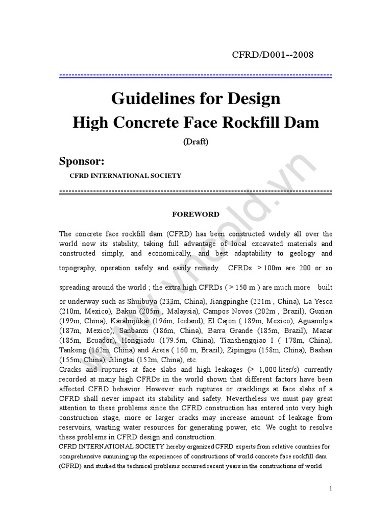 CFRD Design Guidelines Overview | PDF | Dam | Soil Mechanics