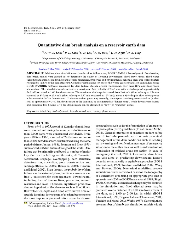 Dam Break Analysis by Hydrograph PDF | PDF | Flood | Discharge (Hydrology)