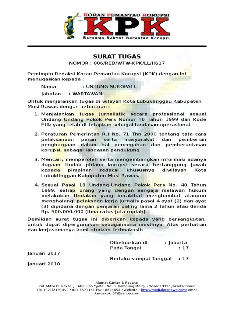 Contoh Surat Untuk Menjemput Wartawan