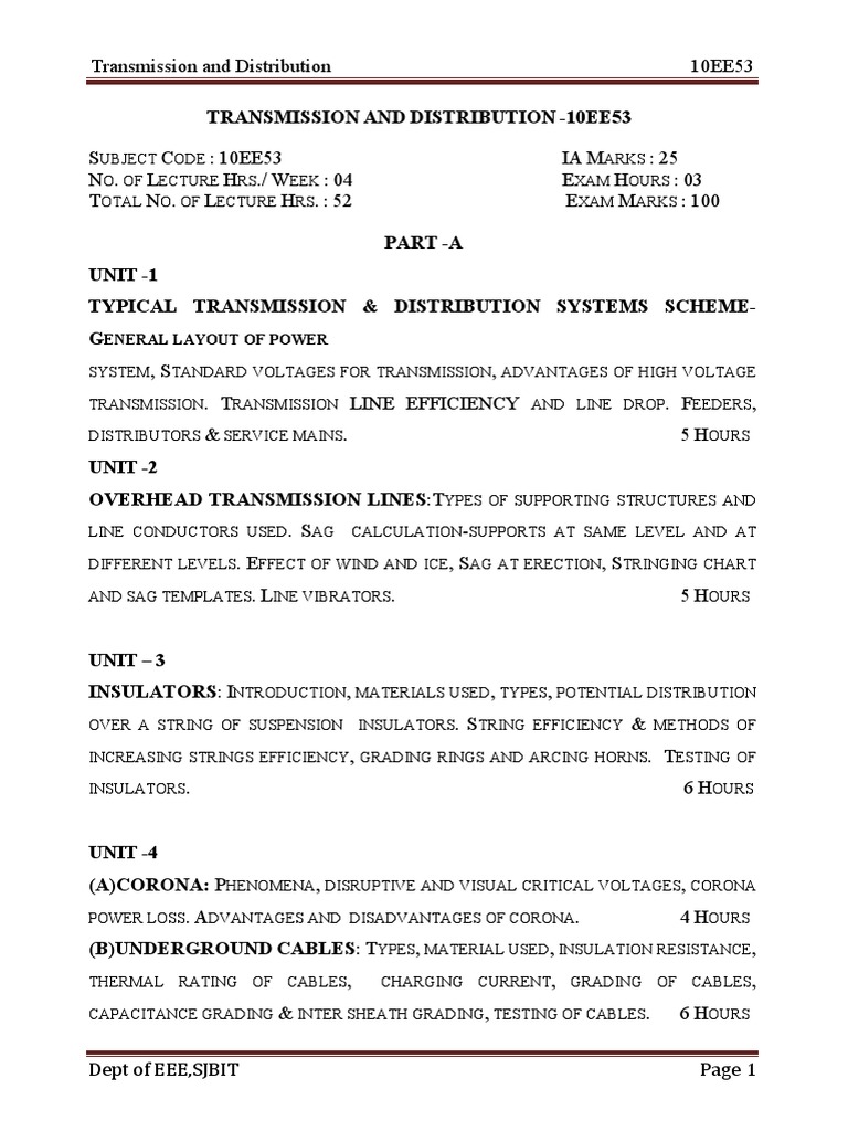 Eee-V-transmission and Distribution (10ee53) - Notes | PDF | Electrical ...