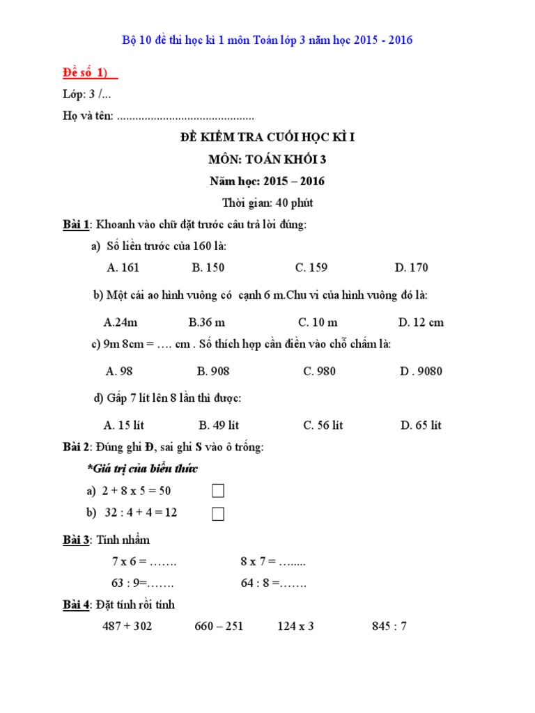 Bo 10 de kiem tra hoc ki 1 mon toan lop 3 nam 2015 2016 pdf