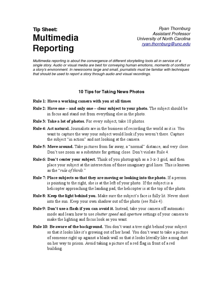 Multimedia Reporting Tips Journalism Multimedia